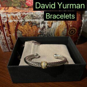 D̲a̲v̲i̲d̲ ̲Y̲u̲r̲m̲a̲n̲ 18K Bracelet with Pave Diamond Station 7mm